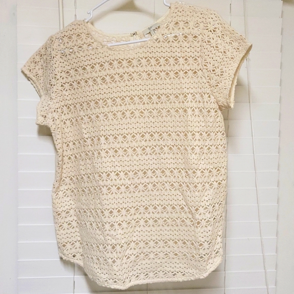Joie cream crochet blouse